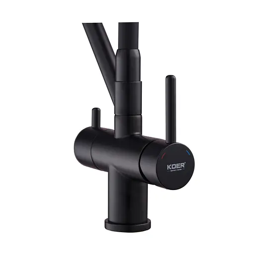 Смеситель для кухни на две воды с гибким изливом Koer KB-72006-05 KR3380 Черный матовый - фото 3