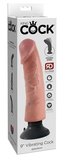 Вібратор King Cock Vibrating Cock 25 см тілесний - фото 7