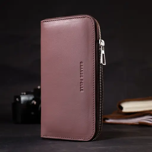 Кожаный женский кошелек Grande Pelle 19.5х9.7х2 см acs0027012 - фото 6