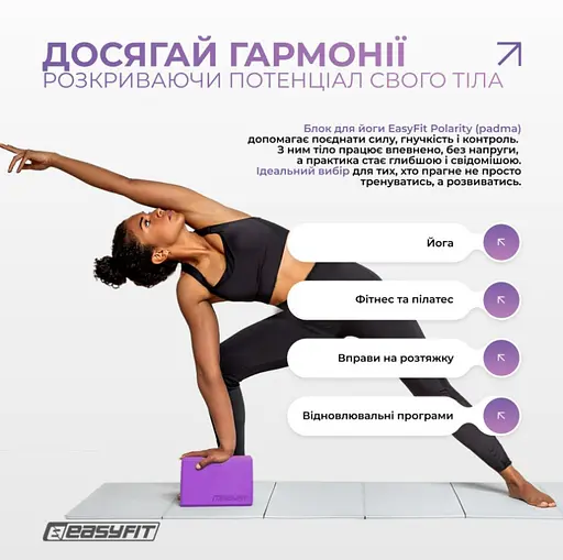 Блок для йоги EasyFit Polarity рadma (EF-1821-VP) - фото 7