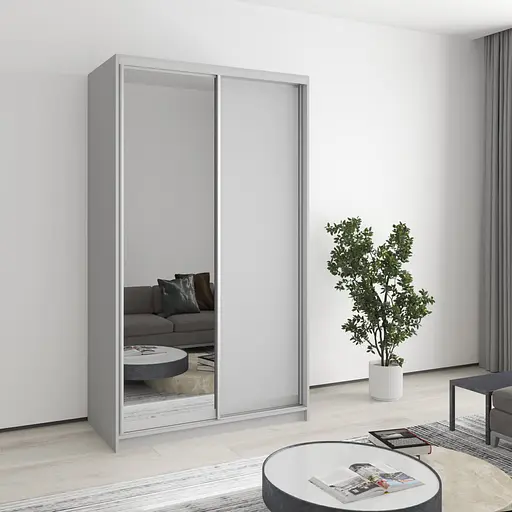 Шафа-купе дводверна MebelStar Стандарт AL ДСП/Дзеркало 120x60x210 см Сіра мишка (MBS-4314)