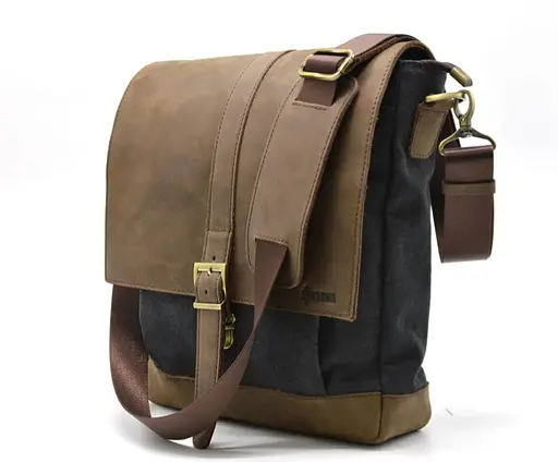 Чоловіча сумка через плече парусину+шкіра TARWA 33х27.5х8 см sum0028353 - фото 1