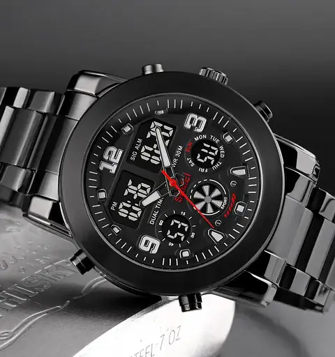 Чоловічий наручний класичний годинник Skmei 1642 (Чорний з чорним циферблатом) - фото 4