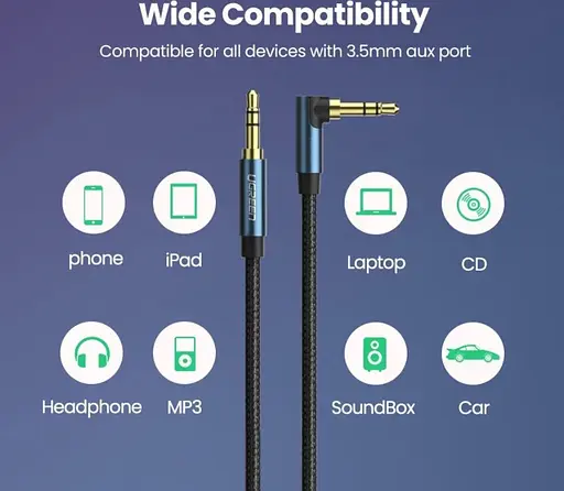 Аудио кабель Ugreen AV112 3.5 мм Male to 3.5 мм Male Cable золотистый Plated Metal Case with Braid (60180) - фото 3