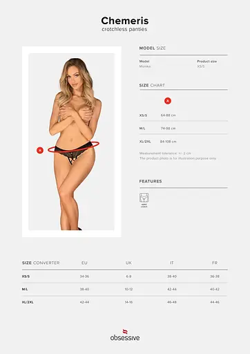 Трусики Obsessive Chemeris crotchless panties XS/S - фото 7