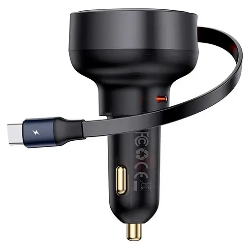 АЗП Baseus Enjoyment Pro 60W (1USB-C) + висувний кабель Type-C (C00057802111-01) Cluster Black