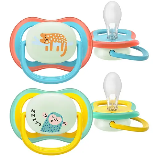 Пустышка Philips Avent Ultra Air ночная 18+ мес. 2 шт. желтая с голубым (SCF376/32)
