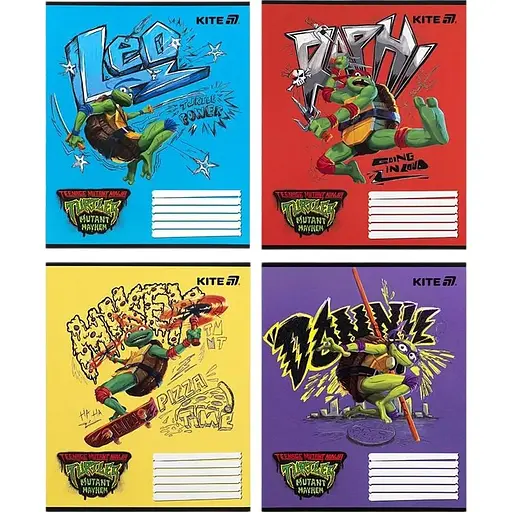 Набір зошитів Kite TMNT Mutant Mayhem 12 аркушів в косу лінію 25 шт. (NT25-235)