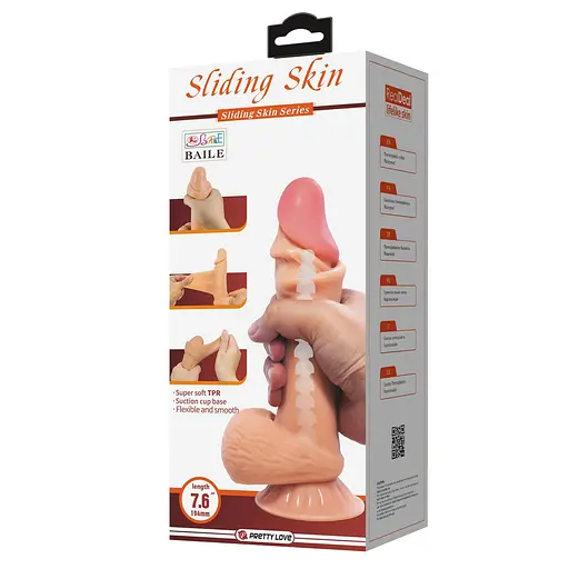 Фалоімітатор Baile Sliding Skin Bendable 7.6'' 19.4 см тілесний - фото 11