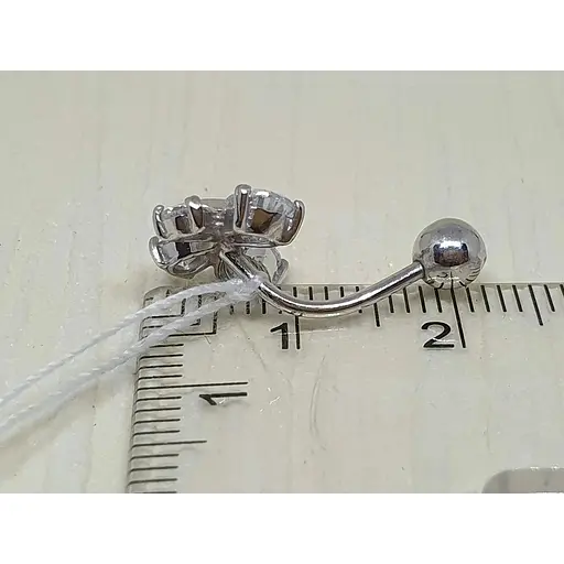 Срібна сережка для пірсингу пупка Ірій з фіанітами. 6006 - фото 3