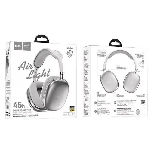 Навушники Hoco Bluetooth W35 Air Triumph BT headphones сріблясті - фото 2