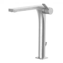 Змішувач для раковини високий Paffoni Rock з донним клапаном steel RO085ST, Нержавіюча сталь - фото 1