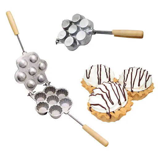 Форма алюминиевая для выпечки кексов, корзинок и тарталеток на плите (7 тарталеток), ХЕАЗ Серый 81866 - фото 4