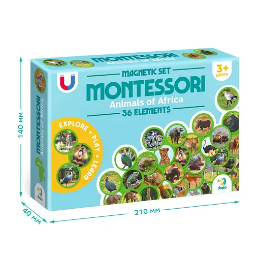 Дитячий магнітний набір Монтесорі "Тварини на континентах: Африка" DoDo Toys 200284, 36 елементів - фото 5