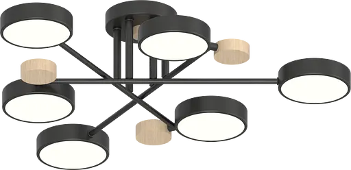 Потолочный светильник XI3317-6 Чорний+Дерево
