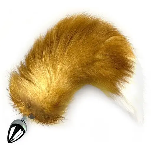 Металева анальна пробка Art of Sex з хвостом із натурального хутра Size M Red fox - фото 3