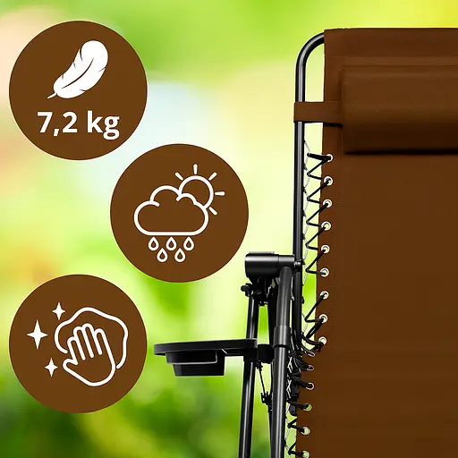 Розкладне крісло шезлонг Leobro Zero Gravity Brown (LB-ZGC-F1-BRN) - фото 3