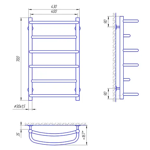 Електрична рушникосушка Laris Єврофлеш П6 400x700 Е 73207382 - фото 5
