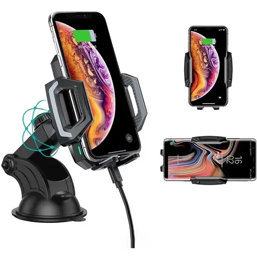 Автомобільне кріплення Choetech з 15W Fast Wireless Charger 4.7-7.2" на панель - фото 2