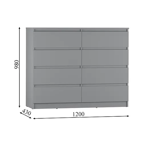 Комод в спальню MebelStar Нео 8Ш 120x43x98 см Аляска серый (MBS-1099) - фото 4