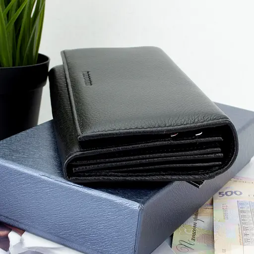 Гаманець жіночий шкіряний Fuerdanni 1180 чорний на магнітах - фото 4