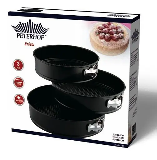 Набір металевих форм Peterhof PH-15328 для випікання тортів пирогів 3 предмети - фото 2