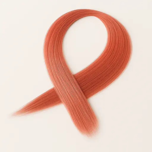 Пасмо прямих термостійких волосків на шпильці 60 см Кораловий - фото 1