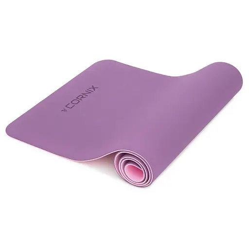 Килимок спортивний Cornix TPE 183 x 61 x 0.6 см для йоги та фітнесу XR-0007 Plum/Rose - фото 3