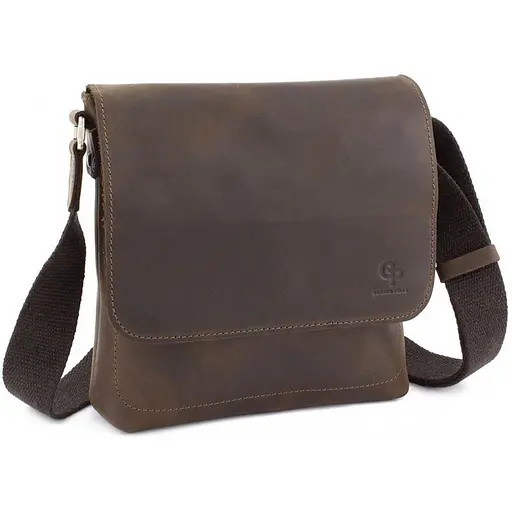 Чоловіча шкіряна сумка через плече GRANDE PELLE 22х22х5.5 см sum0025929 - фото 1