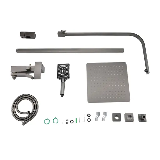 Душова система Gappo G2407-9, поворотний вилив - перемикач на душову головку, 3 режими, графітовий хром - фото 6