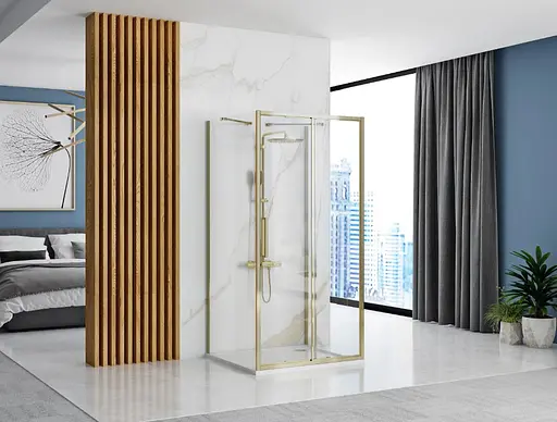 Душевая кабина Rea Rapid Slide 130x80 gold пристенная REA-KPL-09425, Универсальная, прозрачная, золотая - фото 3