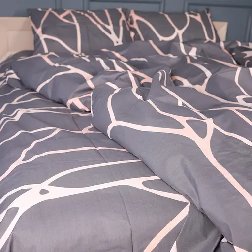 Простирадло MirSon Ranforce Elite Silver Branch cіро-рожевий 200 x 220 см (2200013008033) - фото 1