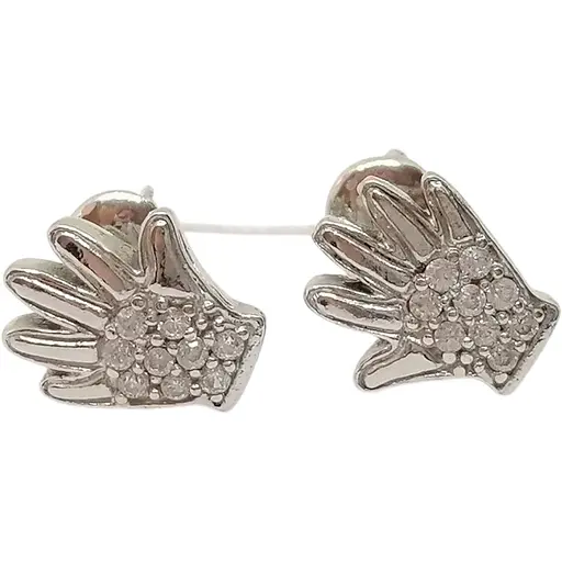 Серебряные серьги-пуссеты Агни Ладошка с фианитами. 2454/9Р-CZ