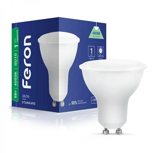 Лампа светодиодная Feron LB-216 MRG GU10 230V 8 Вт 4000K (40187)