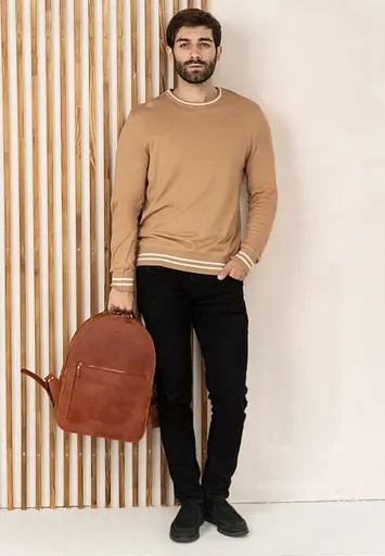 Кожаный рюкзак Groove L светло-коричневый старинный - фото 7