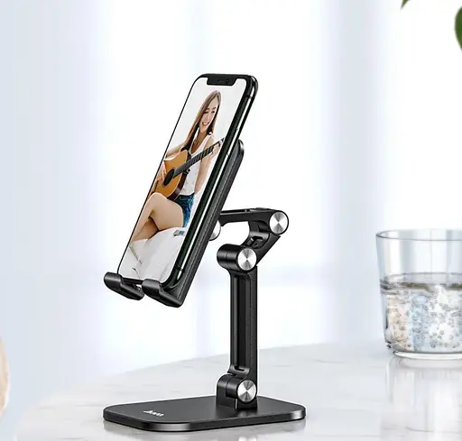 Підставка тримач Hoco ph34 настільна складна для смартфонів і планшетів 5-13" чорна - фото 5