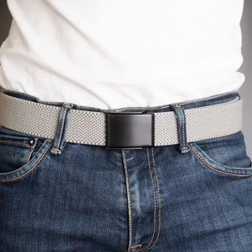 Ремінь-гумка чоловічий на затиску PS-40023 (115 см) світло-сірий плетений - фото 5