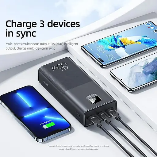 Powerbank USAMS для ноутбука телефона быстрая зарядка QC3.0 PD3.0 30000 mAh 65W - фото 9