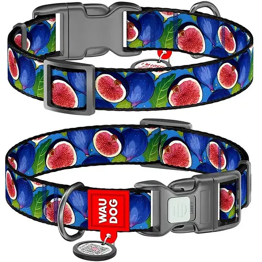 Нашийник для собак нейлоновий Waudog Nylon з QR адресником Інжир S 1.5х25-35 см - фото 1