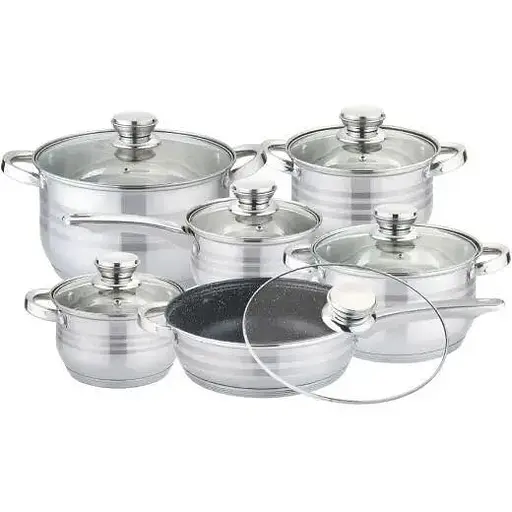 Набір каструль з кришками та сковородою Z.P.T.R International 12 предметів - фото 1