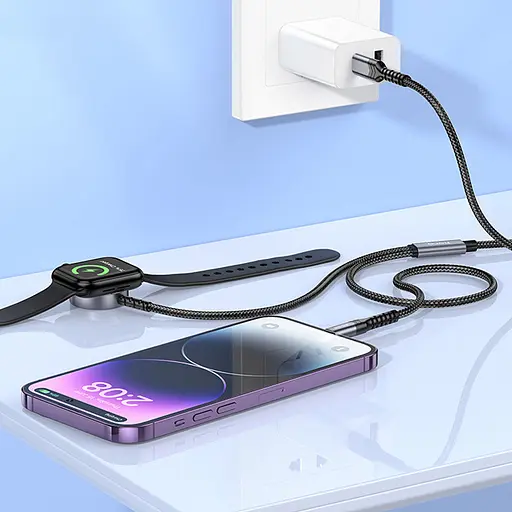 БЗП Hoco CW54 2in1 for Apple Watch + Type-C / Lightning Black - фото 5