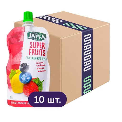 Упаковка смузі Jaffa Super Fruits Pouch Яблуко-чорниця-аронія-малина 1.2 кг (120 г х 10 шт.)