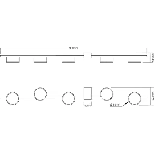 Світильник Videx під лампу 5xGX53 накладний білий (VL-SPF32-5W) - фото 3