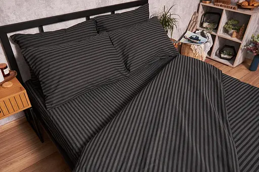 Комплект постільної білизни Moon&Star євро 200х220 наволочки 2х50х70 Gray Stripe Бязь Gold Люкс - фото 5