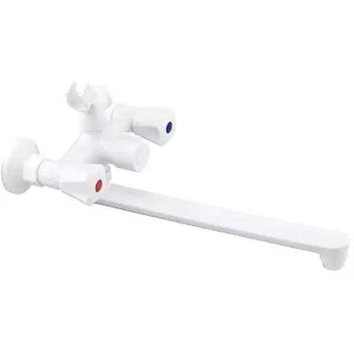 Смеситель для ванны Plamix Omega-140 Euro White (без шланга и лейки) (PM0648) - фото 1