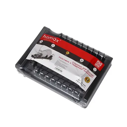 Сушарка для посуду Lemax розкладна з тримачем дя приборів сіра (LF-635) - фото 7