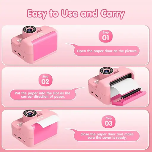 Детская селфи-камера с мгновенной печатью для мальчиков и девочек 1080P HD с бумагой для печати и картой 32 ГБ - фото 3