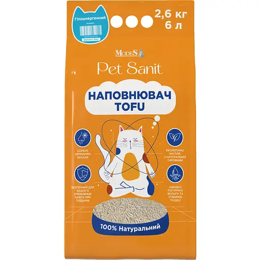 Наполнитель ModeS Tofu PetSanit гипоаллергенный 2.6 кг
