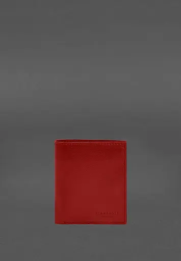 Кожаный портмоне на кнопке Brut красный краст - фото 2