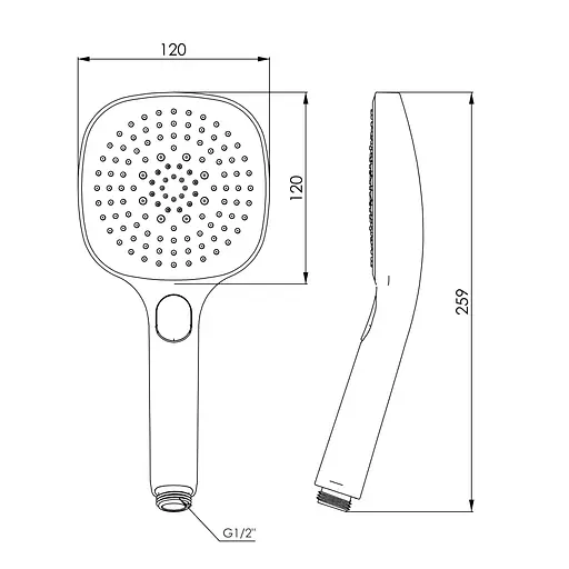 Ручной душ Imprese LSR-120GQ 120 мм, 3 режима, кнопочный переключатель хром f03600101AU, Хром - фото 2